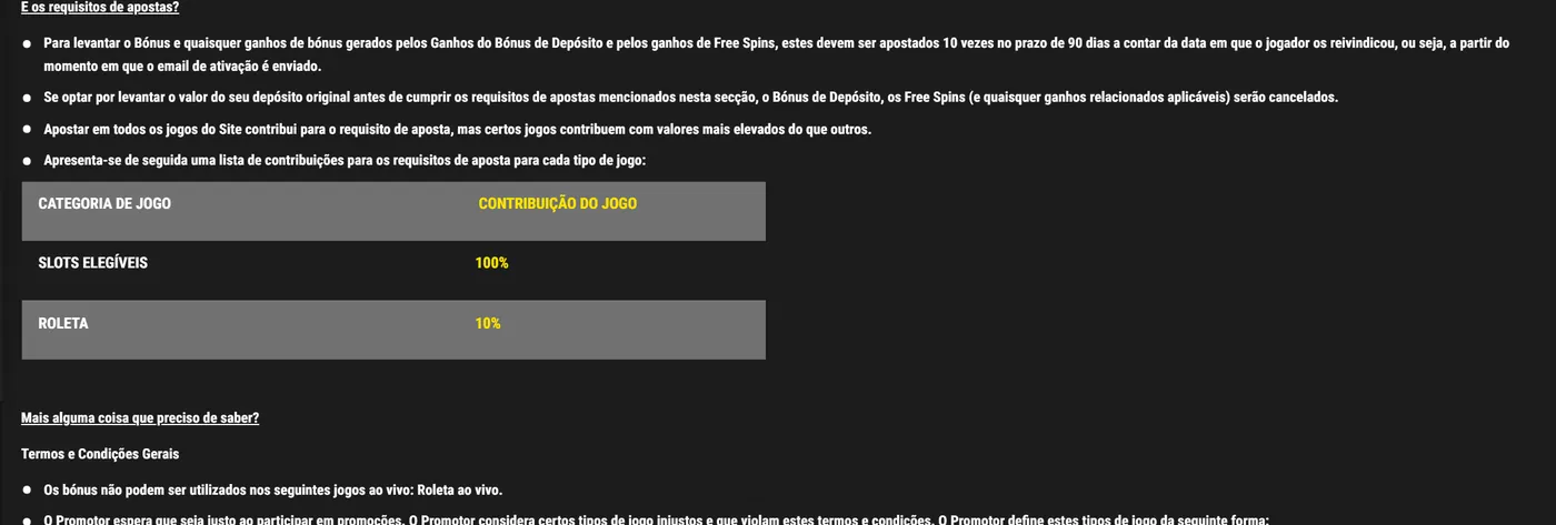 Termos da oferta de boas-vindas do 888: apostar 10 vezes em 90 dias, slots elegíveis 100%, roleta 10% e bónus que não podem ser usados na roleta ao vivo