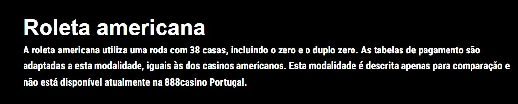 Página Roleta do 888: a roleta americana, com zero e duplo zero, é descrita só para comparação e não está disponível na 888casino Portugal