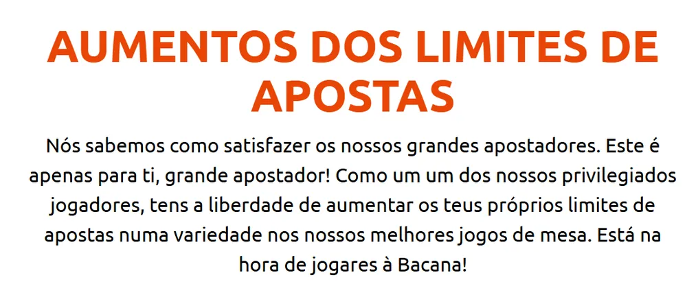 Página do clube VIB do Bacanaplay: aumentos dos limites de apostas numa variedade dos melhores jogos de mesa