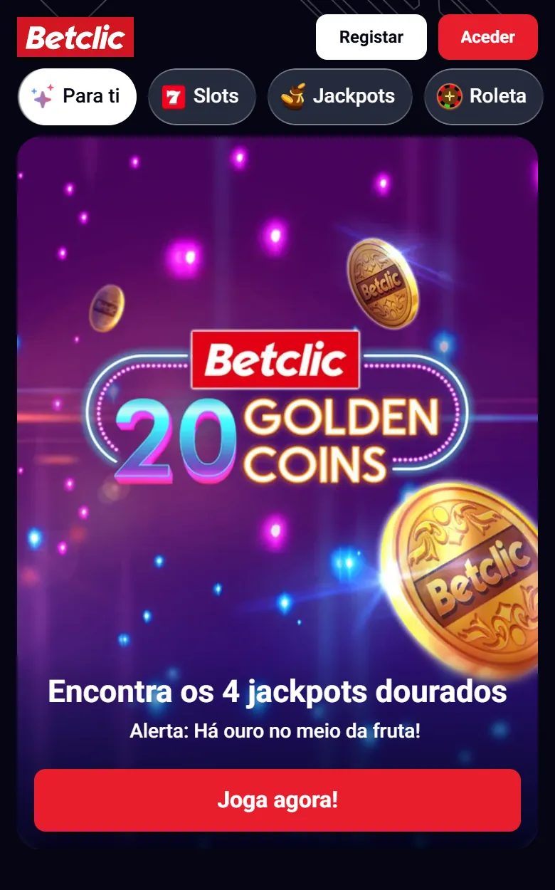 Lobby do Betclic Casino no browser de um telemóvel