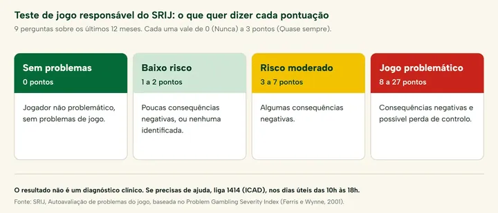 Os quatro níveis de risco do teste de autoavaliação do SRIJ, pela pontuação das nove perguntas
