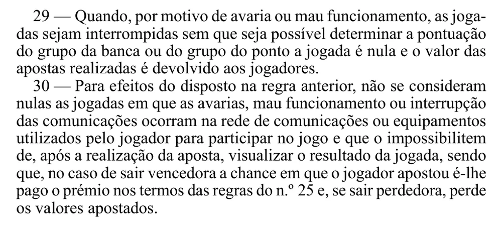 Regras 29 e 30 do Regulamento n.º 812/2015: jogadas nulas por avaria e jogadas válidas quando a falha é do equipamento do jogador no bacará online